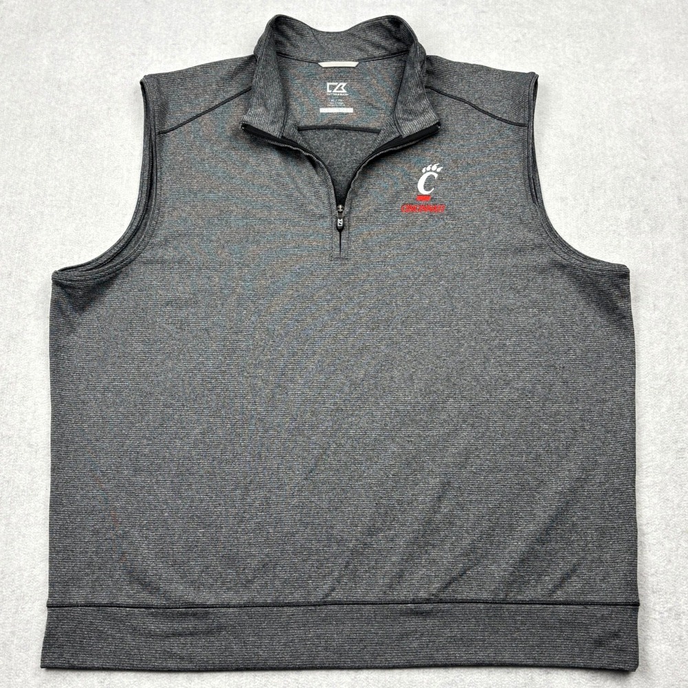 Cutter & Buck Mens XL Cincinnati Bearcats DryTec Quarter Zip Golf Vest MCK09420